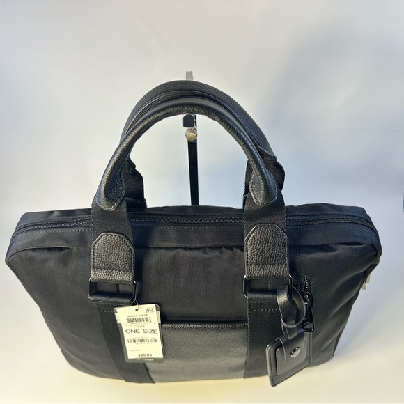 NWT Men’s Alfani Black Canvas  Briefcase - Picture 9 of 13